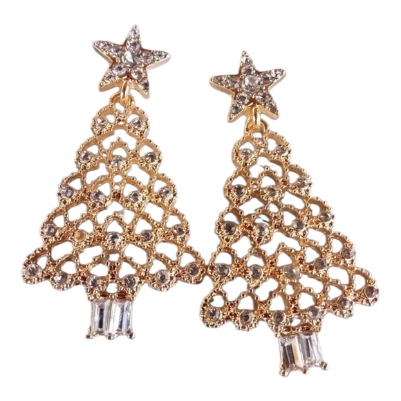 Jewelry - Golden Christmas Tree Earrings